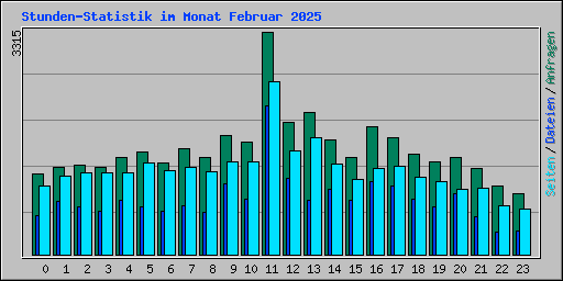 Stunden-Statistik im Monat Februar 2025